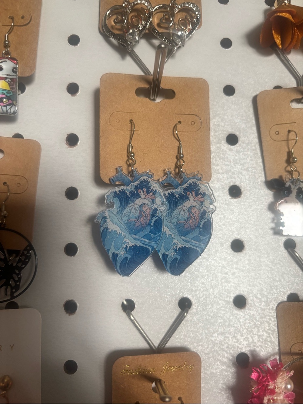 Blue Wave Heart Drop Earrings - Unbranded